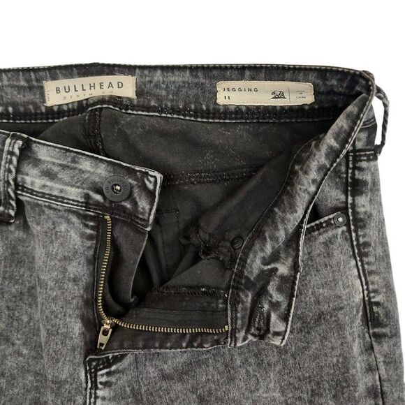 Bullhead Denim Jeggings Womens 11 Black Mid Rise Stretch Charcoal Wash - Picture 7 of 7